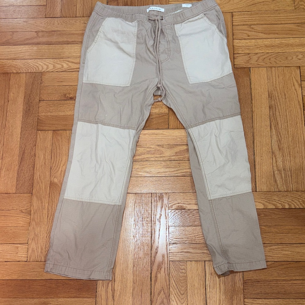 PacSun Men's Beige and Cream Cargo Pants